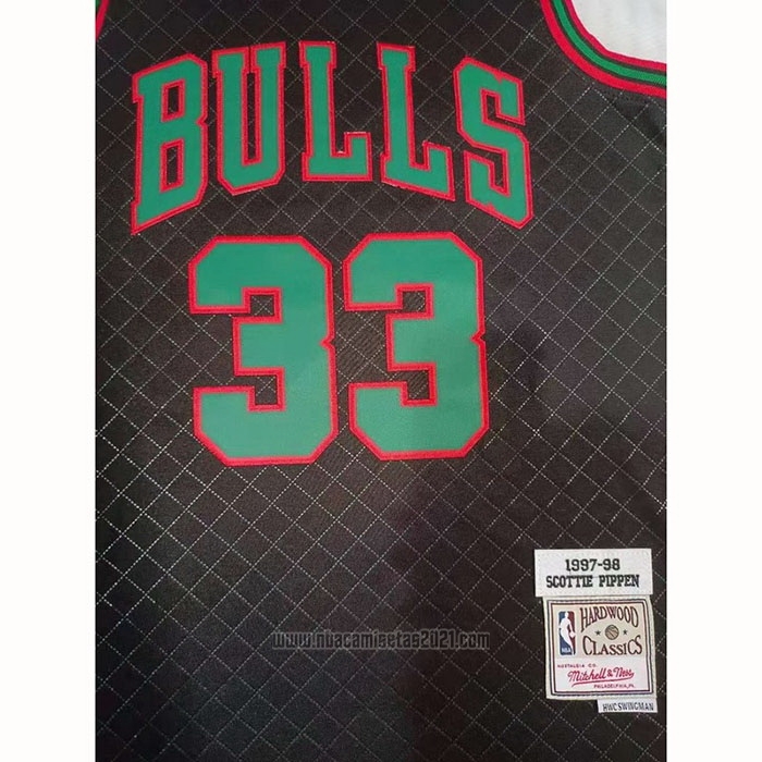 Camiseta Chicago Bulls Scottie Pippen #33 Mitchell & Ness 1997-98 Negro